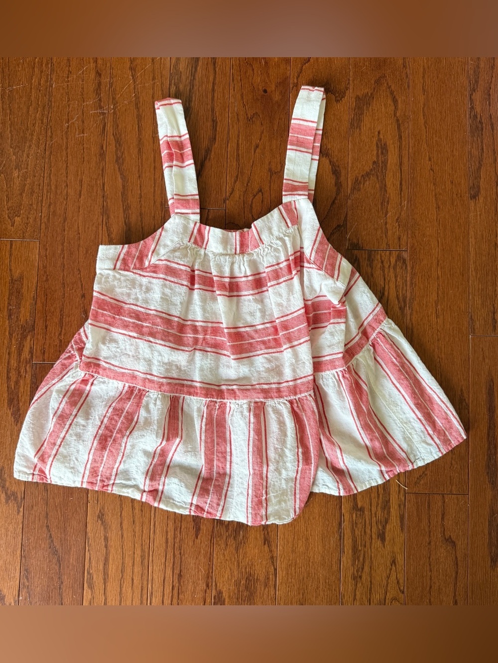 LOFT Red and White Striped Peplum Tank XSP